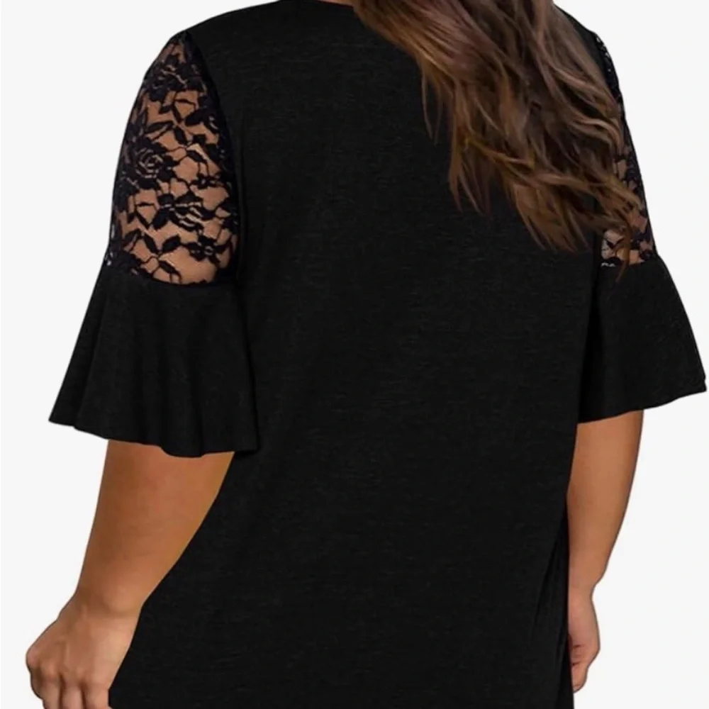 Black tunic with lace. Short sleeve - Picture 2 of 2